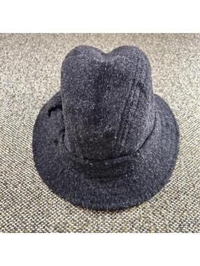 Betmar NY Black Fuzzy Faux Fur Winter Hat Floral Label Minimalist Chic